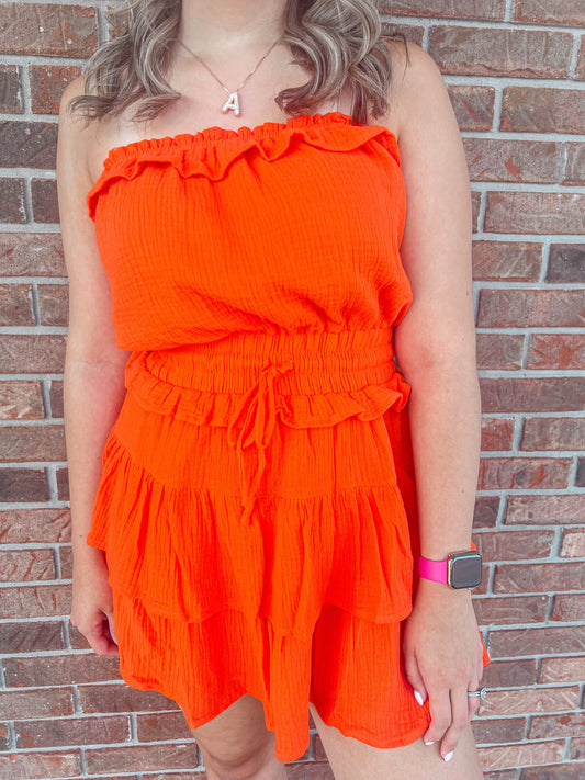 Orange gameday tube top dress